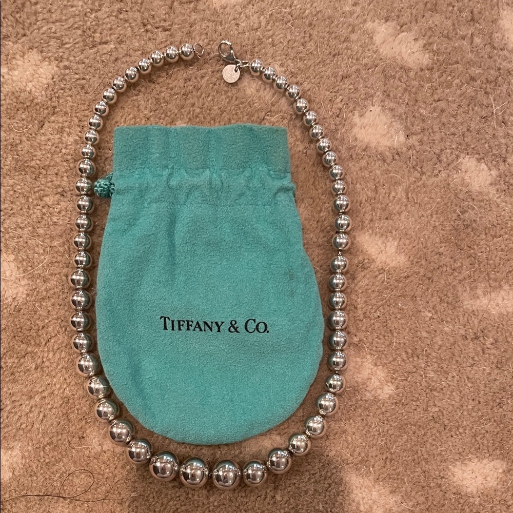 Tiffany & Co. Silver Bead Necklace with Pouch